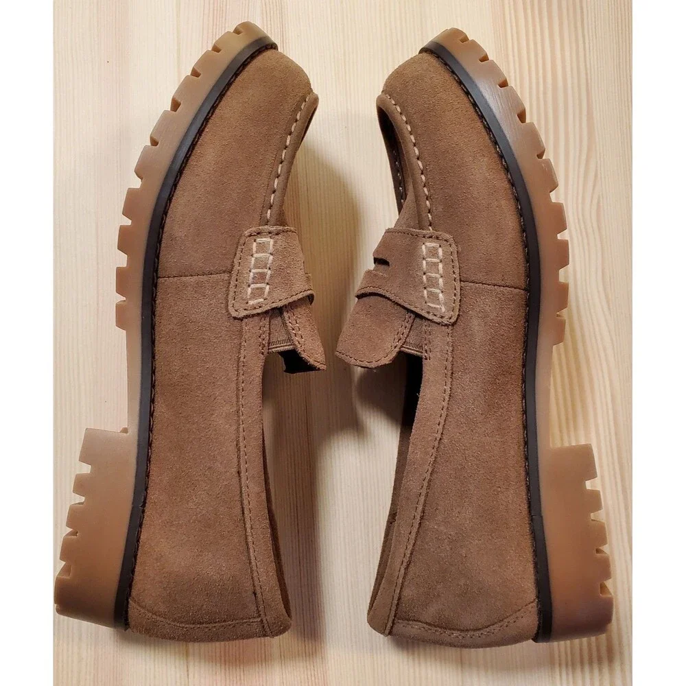 Skechers Womens 9 Cypress Chic Surge Brown Tan Beige Suede Penny Loafers - Picture 5 of 11